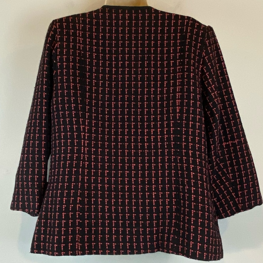 JUDY BOND boucle Blazer Women’s Size 10 Black with Pink - Picture 2 of 3